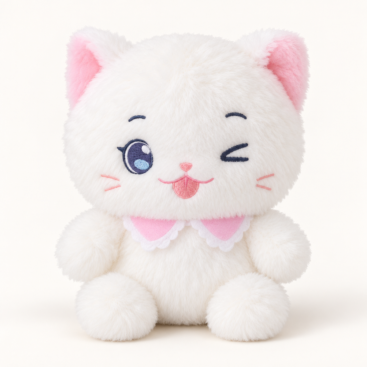 Peluche YUNII Chat blanc qui fait un clin d’œil – modèle animal doux à collectionner
