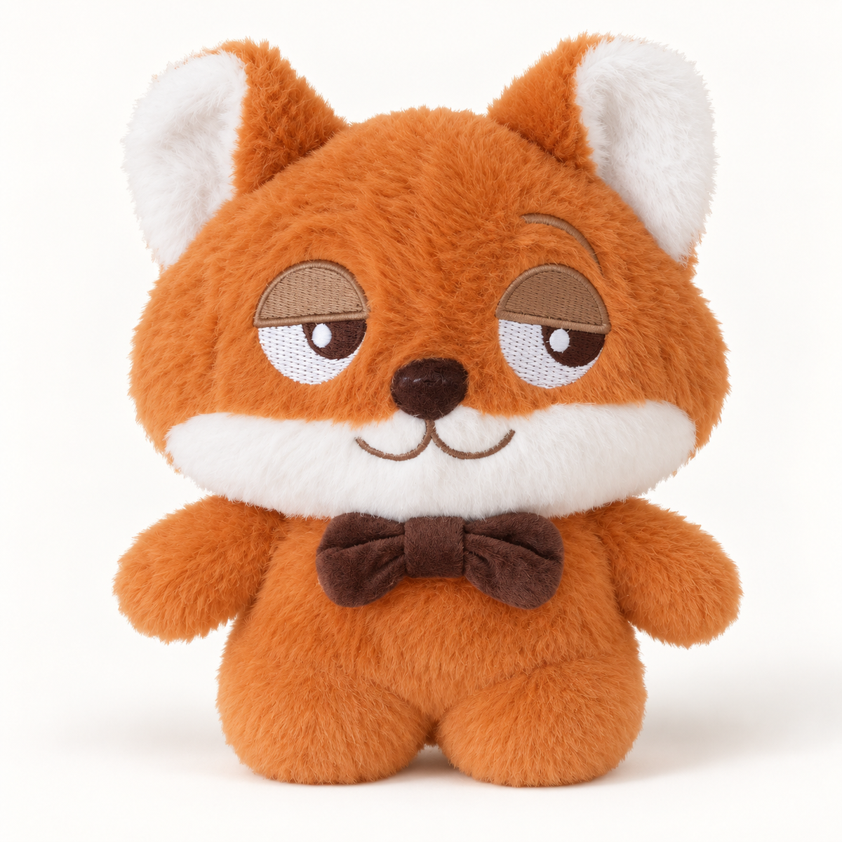 Peluche YUNII Renard orange au nœud papillon – modèle animal doux à collectionner