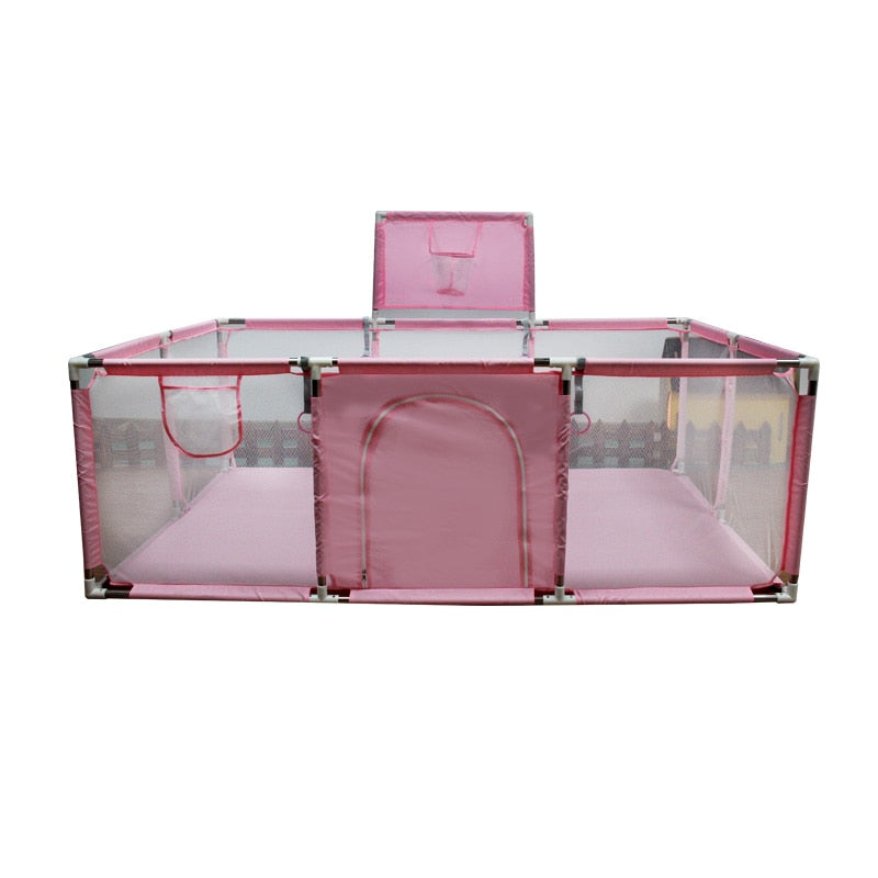 Baby Park rectangle avec panier Rose